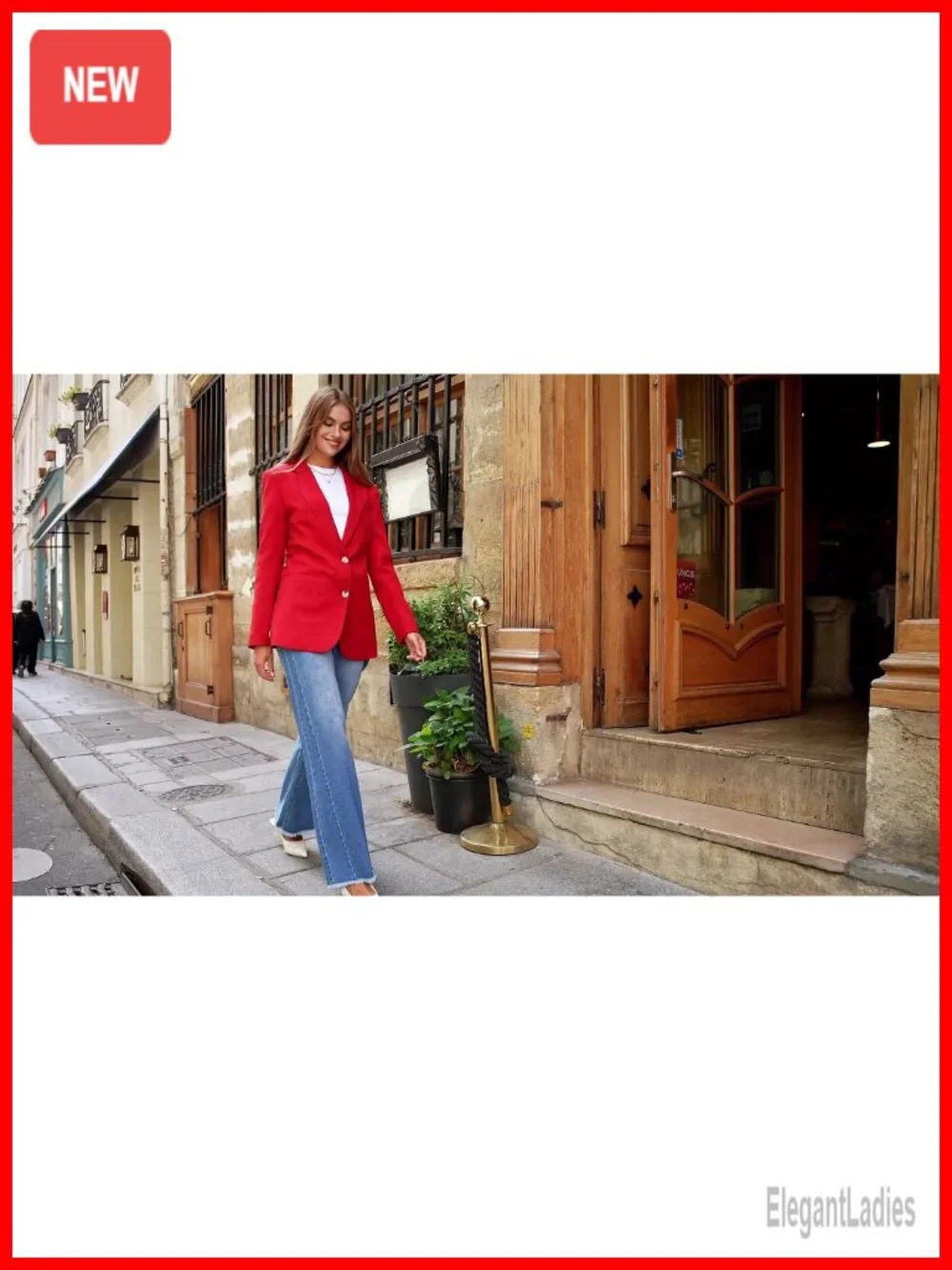 Women's Long Sleeve Notch Lapel Blazer with Pockets Business Casual Suit Jacket